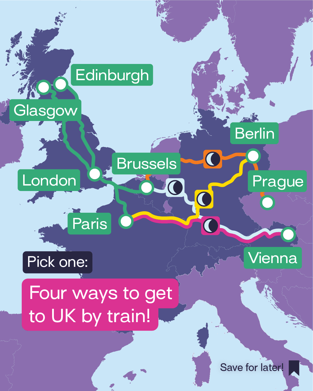 Route Map: Vienna / Prague / Berlin - Brussels / Paris - London - Edinburgh / Glasgow